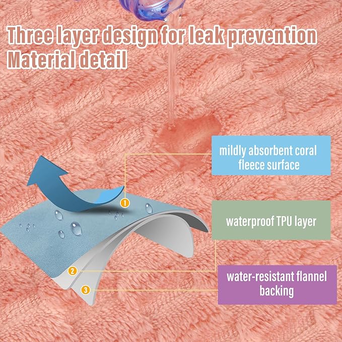 Water Resistant Blanket for Bed Couch Sofa, 60"x80" Reversible & Washable Microfiber Blanket, Queen Size Waterproof Throw, Pet Friendly & Leakproof (Peachy Pink/Peach Cream)