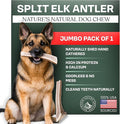 Mountain Valley Elk Antlers for Dogs - 100% Natural & Organic Chew for Aggressive Chewers, No Odor, No Mess, Long Lasting - Wild-Foraged Naturally Shed Antlers in USA - Grade A, Split Jumbo (1 Pack)