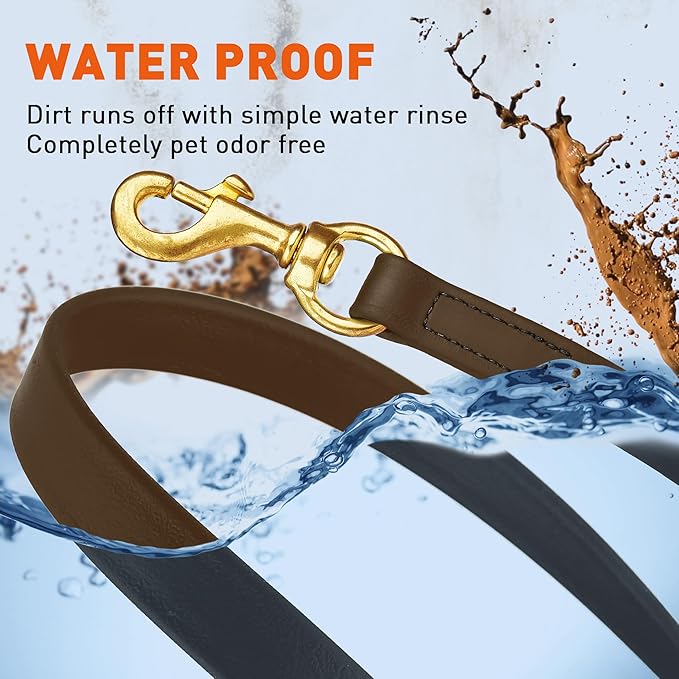 Viper Biothane K9 Working Dog Leash Waterproof Lead for Tracking Training Schutzhund Odor-Proof Long Line with Solid Brass Snap for Puppy Medium and Large Dogs, 15ft Dark Chocolate Brown