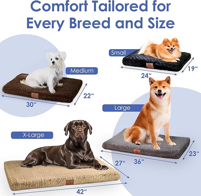 American Kennel Club Orthopedic Memory Foam Dog Crate Mat, Egg Crate Foam Cushion, Washable Cover, Non-Slip Base, Eases Joint Pain, Breathable, Durable, 36x23, Black