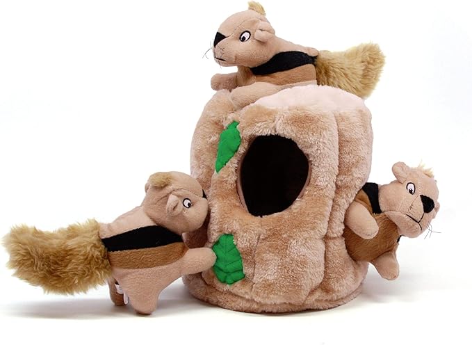 Outward Hound Hide A Squirrel Plush Dog Toy Puzzle (Large) and Benebone Wishbone Durable Dog Chew Toy (Medium)