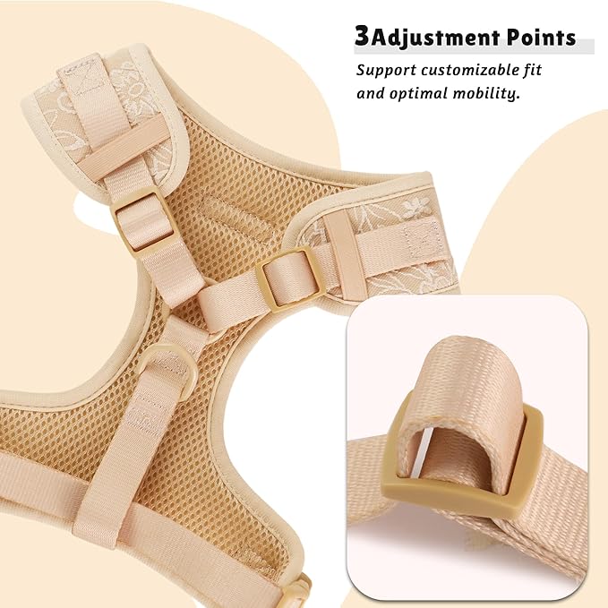 No Pull Dog Vest Harness for Small&Medium Dogs, Side Clip Adjustable Pet Vest, Soft Breathable, Fashion Dog Harnesses for Walking, Running, Shopping (Nude, M)