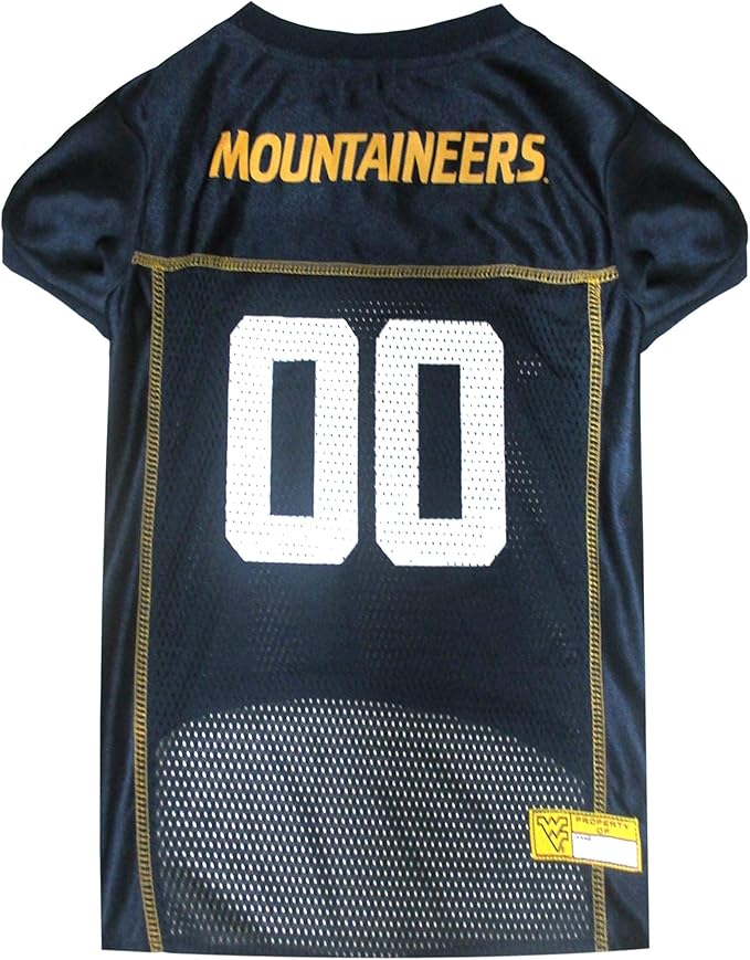 Pets First NCAA College West Virginia Mountaineers Mesh Jersey for DOGS & CATS, Large. Licensed Dog Jersey with your Favorite Football/Basketball College Team