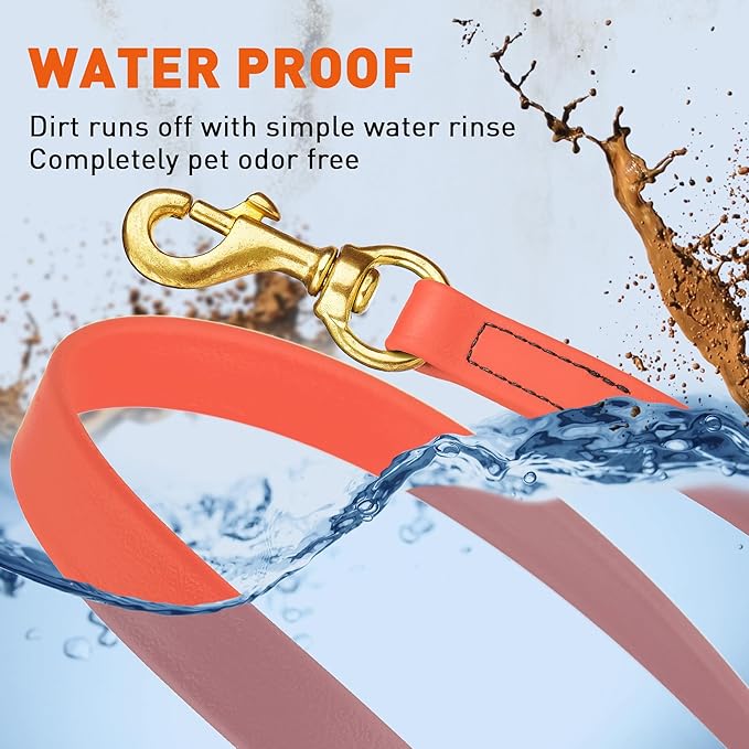 Viper Biothane K9 Working Dog Leash Waterproof Lead for Tracking Training Schutzhund Odor-Proof Long Line with Solid Brass Snap for Puppy Medium and Large Dogs, 20ft Coral