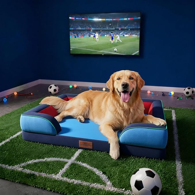 Comfort Expression Orthopedic Dog Bed for Large Dogs 36x27 Inch, Waterproof Egg Crate Foam Large Pet Bed with Removable Bolsters, Dog Couch with Washable Cover & Non-Slip Bottom, Philadelphia