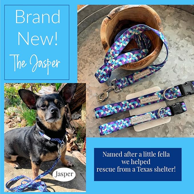 Lucky Love Dog Martingale Dog Collar - Adjustable, No-Slip, Comfortable, Durable, Soft Webbing & Stylish Patterned Collar for Male and Female Dogs Ideal for Training & Walking - Jasper, Large