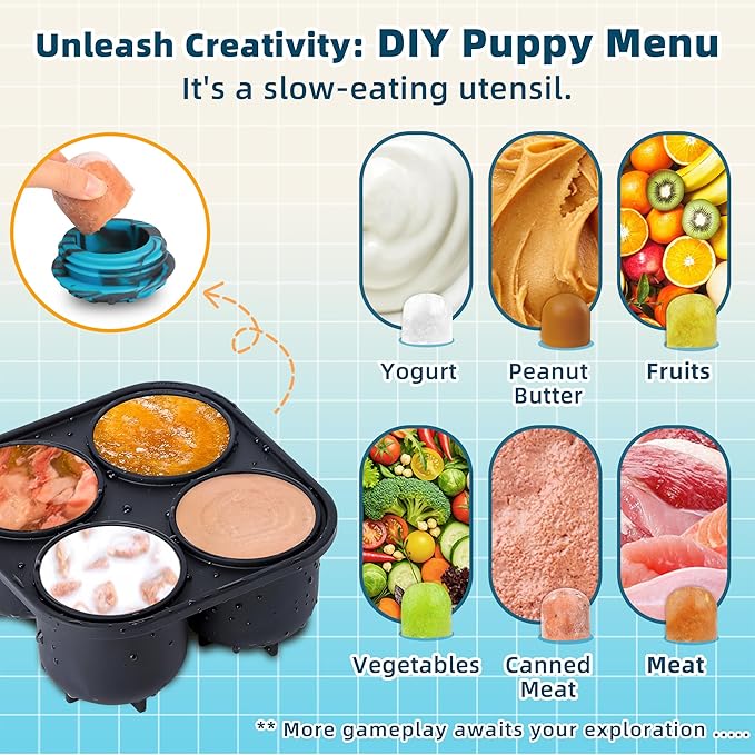 Dog Enrichment Toys to Keep Them Busy-Interactive Dog Toys for Small Dogs-Freeze Treat Dispensing, Dog Toys to Reduce Boredom & Anxiety Relief, Puppy Gift,Natural Rubber &Dishwasher Safe,Blue,S
