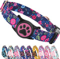 WhoseID Airtag Dog Collar,with Waterproof airtag Holder，Original Stylish Cute Pattern Design.QR Code ID Buckle，Comfortable Soft Cotton for Small Medium Large Dogs
