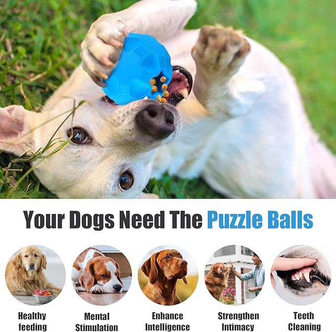 Treat Dispensing Dog Toys for Aggressive Chewers Large Breed, Rubber Balls for Dogs, Cognitive Dog Toys to Keep Them Busy, Dog Treat Toy Ball