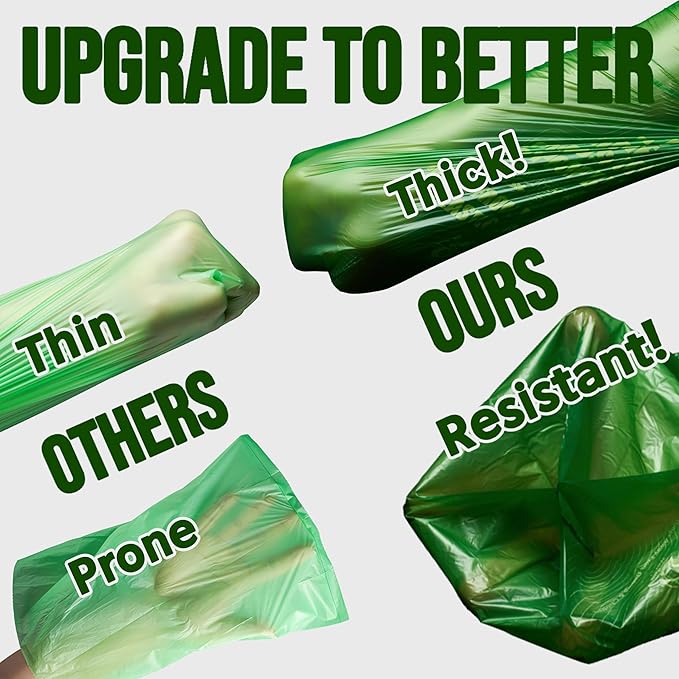 Ultra Thick & Deep RockRhino Dog Poop Bags for Large & XL Breeds | 4-Layer Interlocked Bottom | 100% Home Compostable, 0% Plastic | Vanilla-Scented | 150 Bags, Easy Open Tie Handles, Not for Scooper