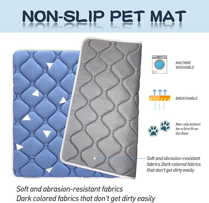 Dog Crate Mat, Ultra Soft Dog Bed Mat for Sleeping with Anti-Slip Bottom, Washable Kennel Pad for Large Medium Small Dogs Breeds with Cute Prints and Dark Colored to Hide Stains (52" X 28")