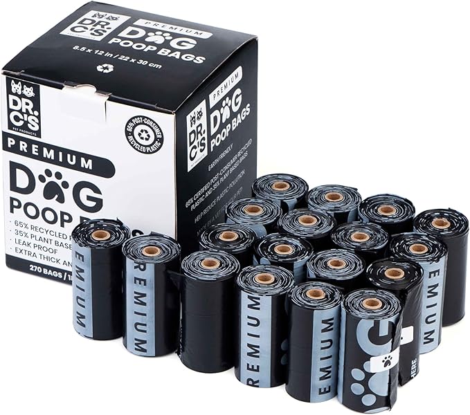 Certified 65% PCR (Post Consumer Recycled) Plastic and 35% Plant Based, ONE OF A KIND, Dog Poop Bags - 120 Bags / 8 Rolls, NO NEW PLASTICS USED, Unscented, Earth Friendly, USA Owned