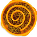 Outward Hound Fun Feeder Slo Bowl – Medium 2‑Cup Capacity, Slow Feeding, Small to Medium Dogs & Cats, Non-Slip, Orange, Swirl Pattern