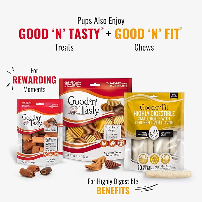 Good ‘n’ Fun Triple Flavor Kabobs Chews for All Dogs, 24 Ounces, Treat Your Dog, Made from Beef Hide, Real Chicken, Pork Hide, Duck and Chicken Liver