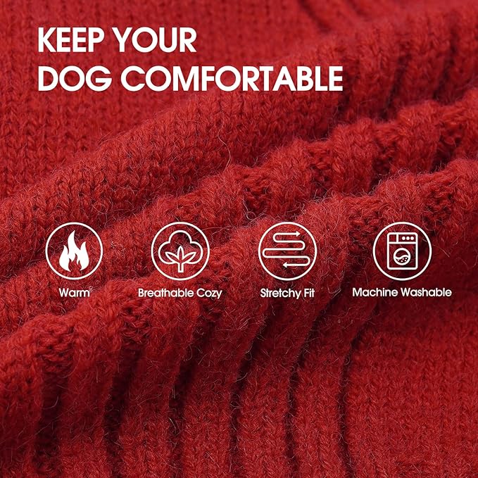 IECOii XL Dog Sweater,Winter Doggy Clothes for Large Dogs Girl Boy,Warm Pullover Xmas Dog Sweater Turtleneck,Lightweight & Good Stretch for Active Dogs Like Beagle,Border Collie (Red,XLarge)