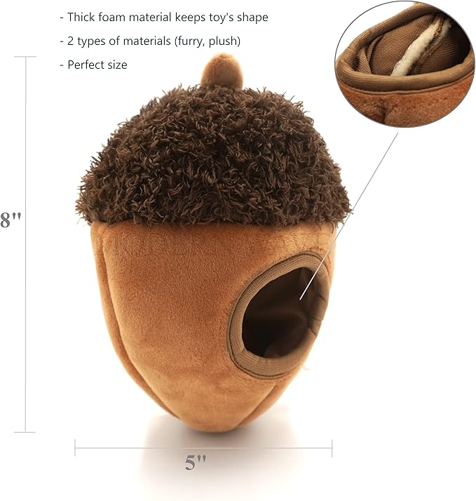 MODERN WAVE - Interactive Squeaky Plush Hide and Seek Squirrel Type Puzzle Toy for Dogs, Medium Size (Acorn and Squirrels)