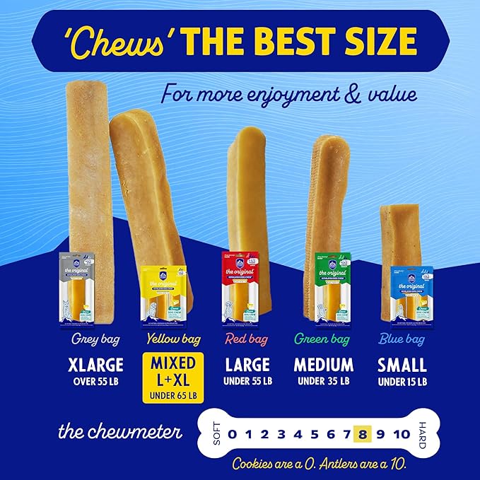 Himalayan Dog Chew Peanut Butter Yak Cheese Dog Chews, The Better-for-You Chew, 100% Natural Long Lasting, Healthy Dog Treats, Lactose & Grain Free, Protein Rich, for Dogs 65 Lbs & Smaller, 2-Count