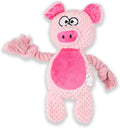 Dog Toy Squeaky Chewing Rope Stuffed Plush Animal with Crinkle Paper Interactive Soft Aggressive S-M-L Pets Gift Holiday Pink Pig