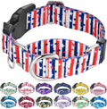 American Flag Martingale Collar 4th of July Star Holiday Dog Collar with Buckle Adjustable Pet Collars (Red Blue Patriotic Stripes, Small)