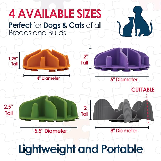 Palz&Co Paw Puzzles Slow Feeder Dog Bowl Insert - 5" Round Silicone Insert for Medium Pet Bowls, Purple - Promotes Healthier Eating & Mental Stimulation, Dishwasher & Freezer Safe