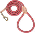 Mile High Life Reflective Dog Leash - Heavy Duty Nylon Rope Leash for Small to Large Dogs, Climbing Rope Design with Leather Tip (Red, 48 Inch)