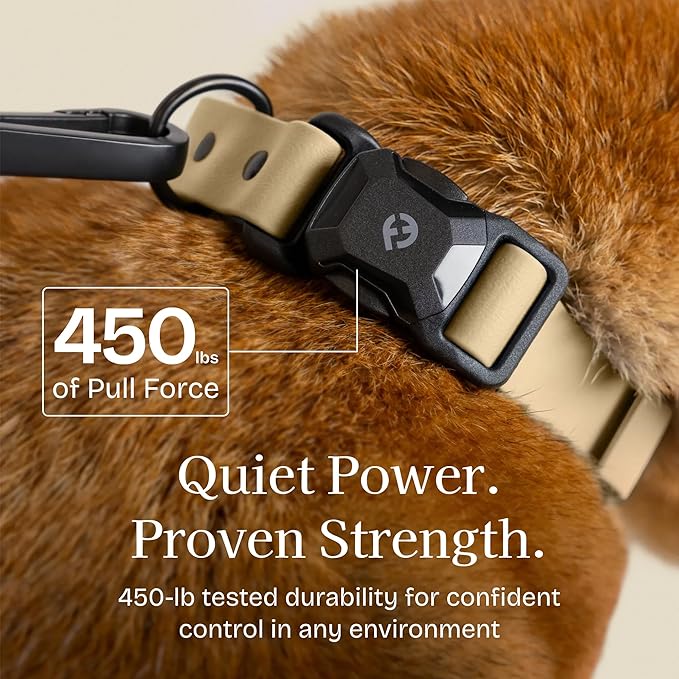 2026 New Edition, Fei & Eve PVC MagEase Dog Collar - Patented Magnetic Buckles | Fur-Safe | 450LB Escape-Proof | Adjustable Fit | Large (Champagne)
