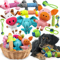 12 Pack Dog Squeaky Toys: Cute Interactive Plush Chew Toys with Rope, Puppy Teething Toys Bundle for Small Medium Dogs to Keep Busy