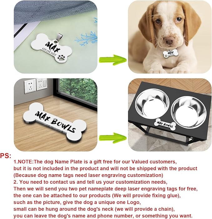 Elevated Dog Bowls, Adjustable Stainless Steel Bowls for Large, X/XL, Medium, Small Sized Dogs, Nonslip, 2 in 1