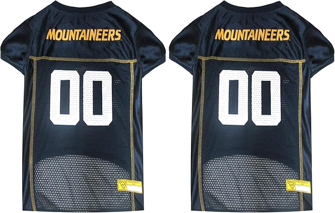 NCAA College West Virginia University Mountaineers Mesh Jersey for Dogs & Cats, XX-Large. Licensed Big Dog Jersey with Your Favorite Football/Basketball College Team (Pack of 2)
