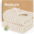 Bedsure ComfyFleece Waterproof Dog Blankets for Large Dogs - Soft Pet Cat Blanket Corduroy Fleece for Couch Protector Washable, Cozy Calming Reversible Furniture Protection,40"x50", Cream