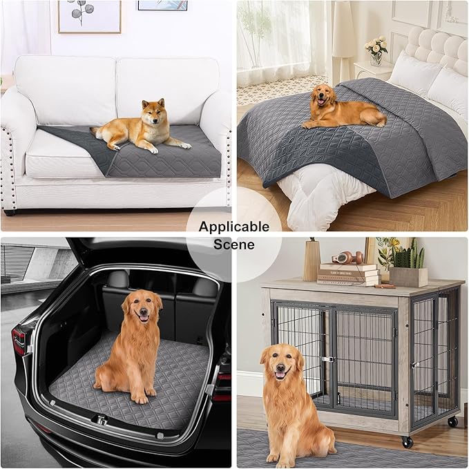 Smiry Reversible Waterproof Couch Covers for Sofa, Washable Dogs Pet Couch Covers for 3 Cushion Sofa Pet Friendly, Water Resistant Furniture Protector Slipcover, Geometric (82"x82", Grey/Dark Grey)