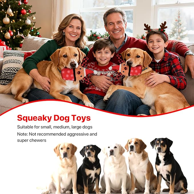 Christmas Dog Toys with Squeaker for Large Breed Interactive Dog Chew Toys for Puppies Small and Large Dogs Reindeer Squeaky Dog Training and Reduce Boredom (Cup Elk