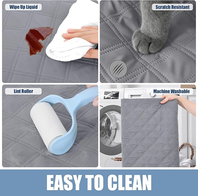 Smiry Waterproof Dog Bed Cover Pet Blanket, Soft Washable Dog Blanket for Furniture Bed Couch Sofa Reversible, Checkered (82"x82", Grey/Light Grey)