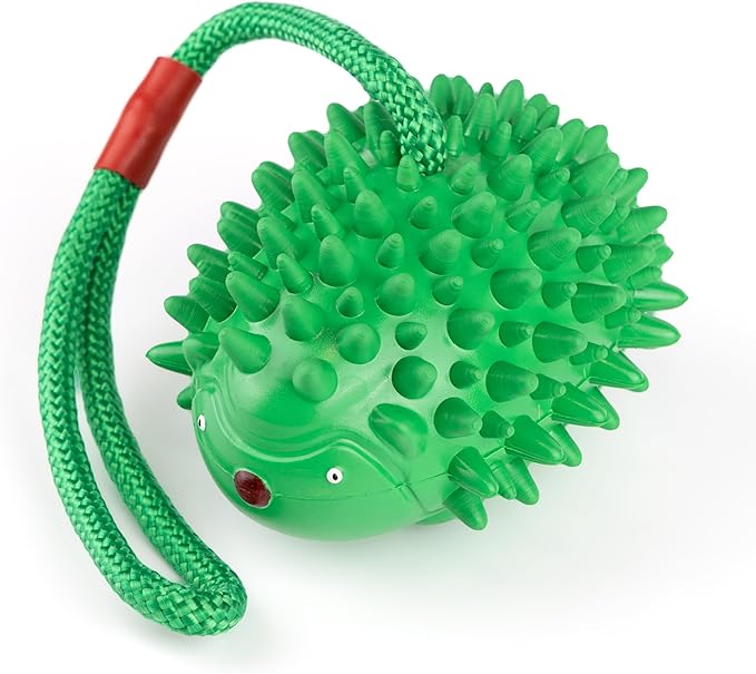 Eco Rubber Chuck & Treat Hedgehog - Green - Long Lasting Dog Chew Toys for Aggressive Chewers Strong Dog Toy for Dogs Durable Puppy Toys
