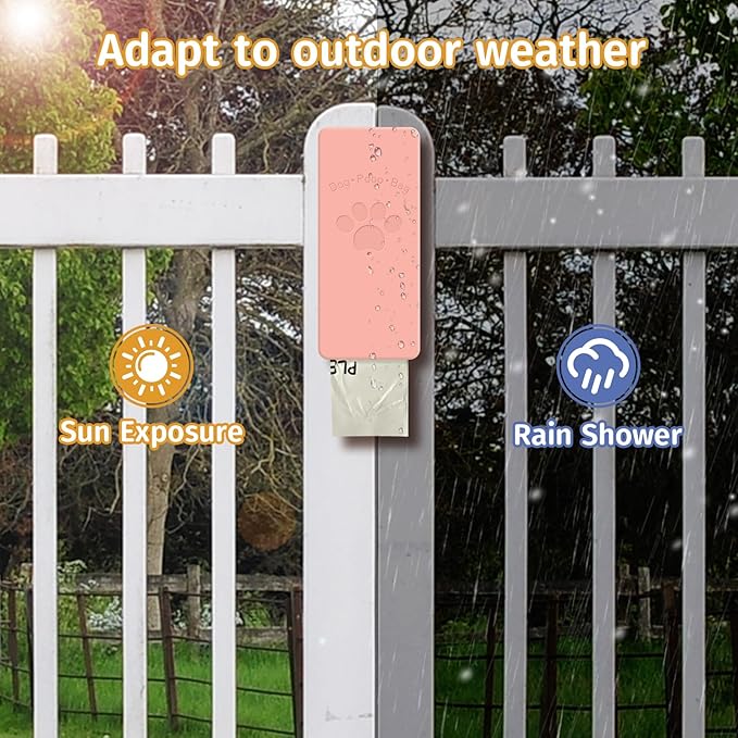Dog Poop Bag Dispenser, Wall-Mounted dispenser Outdoor or Indoor for Doggy and Pets, Pink Dog Poop Bag Holder for Yard and Park, Included 4 Rolls (60 Bags)