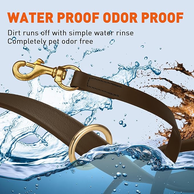 Viper Biothane K9 Working Dog Leash Waterproof Lead for Tracking Training Schutzhund Odor-Proof Long Line with Solid Brass Snap for Puppy Medium and Large Dogs 4ft, Dark Chocolate Brown