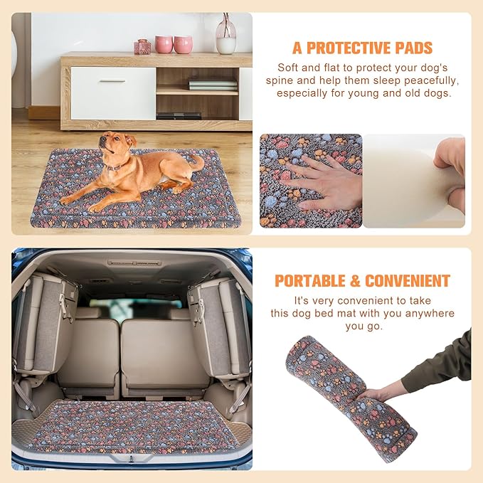 BEAUTYZOO Dog Bed Crate Pad 48 x 30 inch, Washable Dog Crate Mat for XX-Large Sized Dogs, Anti-Slip Pet Crate Bed Kennel Pad, Durable Cozy Puppy Sleeping Mat Rectangle Mattress, Colorful Paw