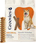 Groovies Flexible, Yet Moderately Tough Daily Dog Dental Chews. Powered by USA-Patented DentalFit Technology. No Added Gluten, No Artificial Flavors or Colors. Original 6oz Medium (10Chews)