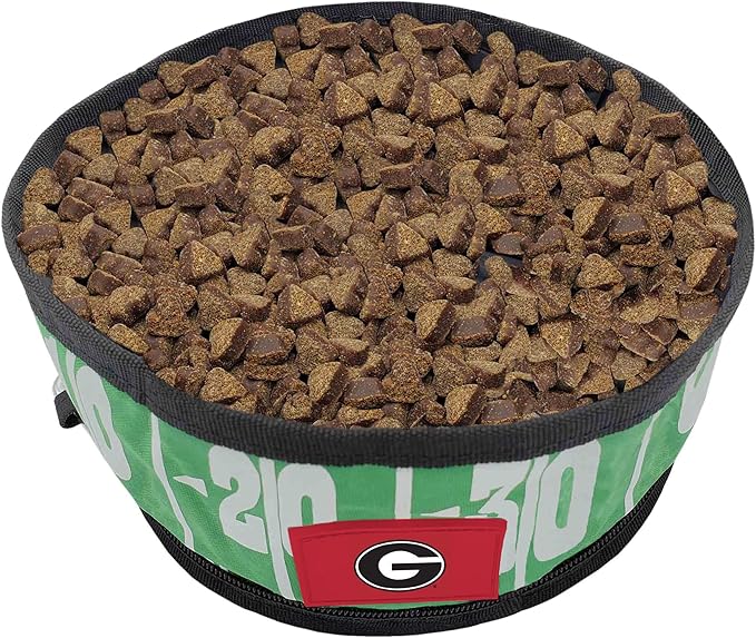 Pets First NCAA Georgia Bulldogs Collapsible Dog Travel Bowl Set, 2 Pack Food & Water Bowls for Dogs, Best Portable & Lightweight Leak-Proof Dog Bowls for Travel