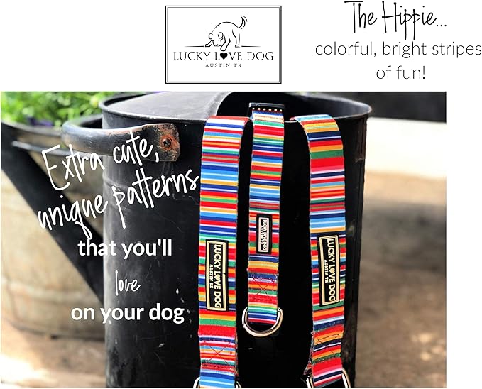 Lucky Love Dog - Adjustable Dog Collar with Easy Click Buckle for Small Ones, Durable, & Comfortable for Male & Female Dogs, Pet Collar for Puppies & Adult Dogs - Hippie, XS