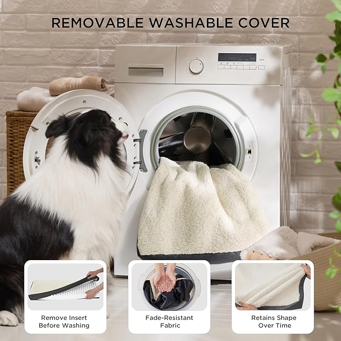 Bedsure 2 PCS Dog Beds Large Sized Dog - Comfy Flat Pet Beds with Removable Washable Cover, Orthopedic Egg Crate Foam Puppy Mat, Suitable for Pet Up to 65 lbs (Pack of 2)