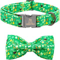 Lionheart Glory St. Patrick's Day Dog Collar for X-Small Dogs - Adjustable Green With Lucky Clover Shamrock and Bowtie