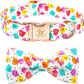 Elegant little tail Valentine's Dog Collar, Heart Dog Collar Cute Girl or Boy Puppy Collars Bowtie Pet Gift Adjustable Pet Collars for X-Small Dogs