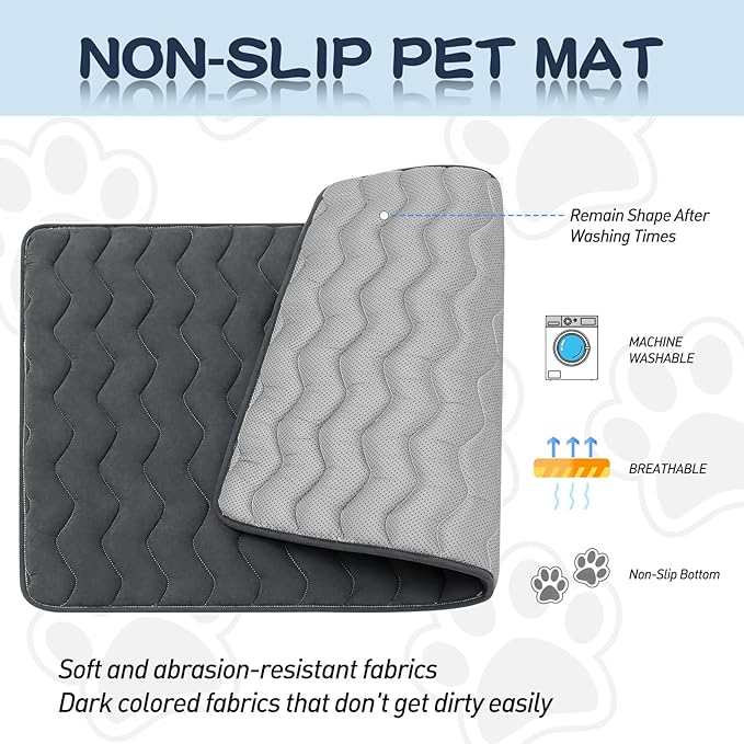 Bubble bear Dog Crate Mat - Upgraded Thick, Ultra Soft, Washable & Anti-Slip Kennel Pad for Small/Medium/Large Dogs, Dark-Hued to Hide Stains (48"x30")
