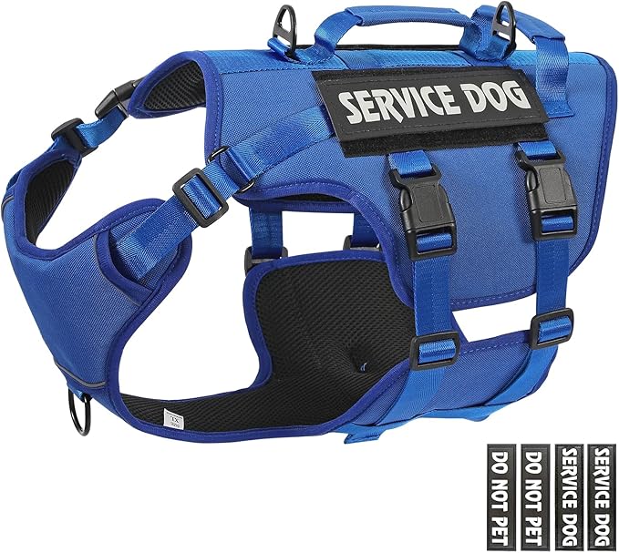 Escape Proof Dog Harness,Soft Padded Full Body Pet Harness,No Pull Tactical Working MOLLE Vest with 4 Pet Patches,Service Dog Vest Harness for Large Dogs Walking Hiking Training