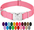Country Brook Petz - Premium Nylon Dog Collar with Metal Buckle for Small Medium Large Breeds - 10+ Warm Colors (Medium, 3/4 Inch, Pink)
