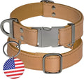ADITYNA Leather Dog Collar with Metal Buckle - Heavy-Duty, Adjustable for Large & Extra Large Dogs - Walking & Training (CamelBrown, Fits 19-30" Necks)
