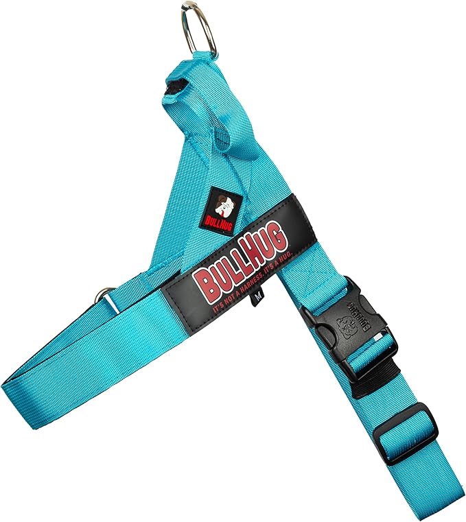 BULLHUG Adjustable Dog Harness– No Pull, No Choke – for English Bulldogs, French Bulldogs, Pugs & Broad-Chested Breeds – Easy, Safe Walks (Teal, Large)