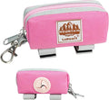 Dog Poop Bag Holder Zippered Pouch, Portable Dog Poop Bag Dispenser with 1 Metal Clip, Fashion Color Matching Canvas Waste Bag Holder for Leashes - Pink