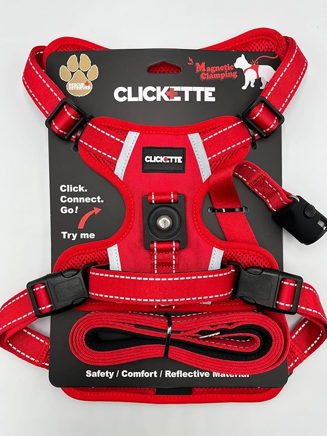 Clickette™ Magnetic Locking Harness and Leash (Red, Large)